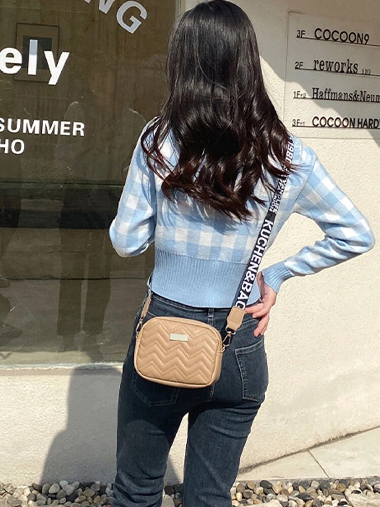 Wave Embroidery Square Bag Shoulder Strap With Printed Large Capacity Shoulder image 4