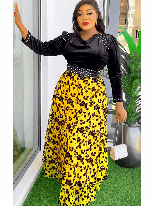 Plus Size African Party Dresses for Women 2024 New Fashion Dashiki Ankara Velve image 0