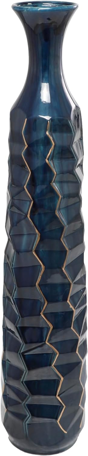 Ceramic Decorative Vase Tall Geometric Floor Centerpiece Vase with Gold Accents image 4