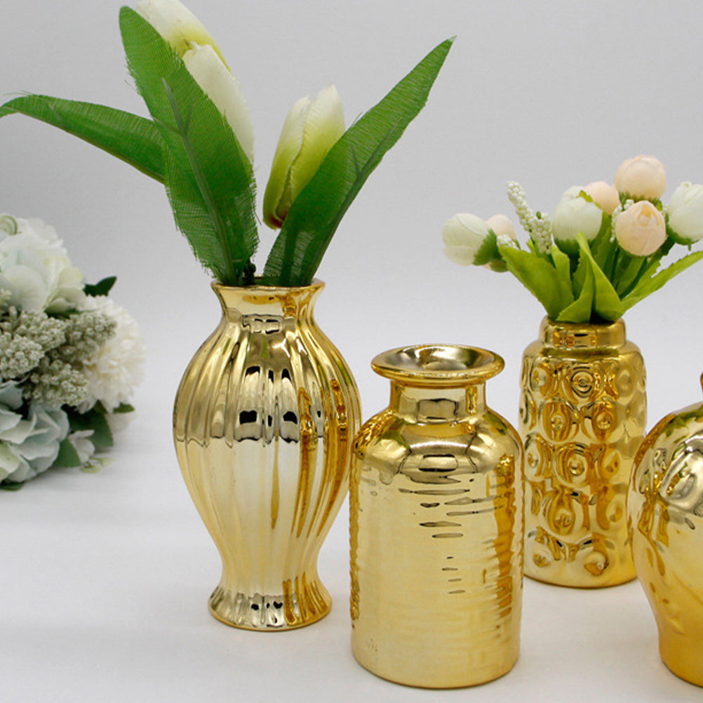2 Pcs Floor Trim Small Golden Vase Window Flower Mini Vases Bulk Big Outdoor Eu image 5