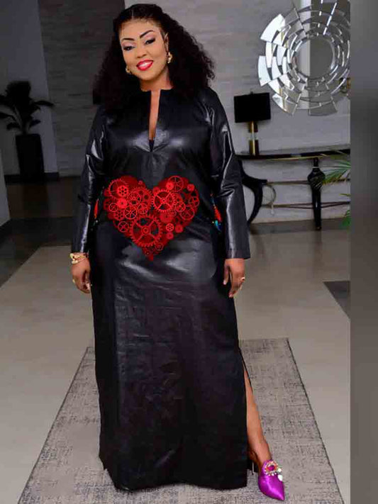Stylish African Black Bazin Long Robe Dress - Perfect for Birthday Parties, Wed image 0