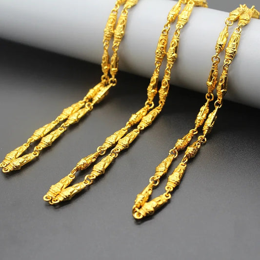 24k Gold Plated Necklace For Men Original Hiphop Bar Rap Rope Chain Africa Jewe image 0