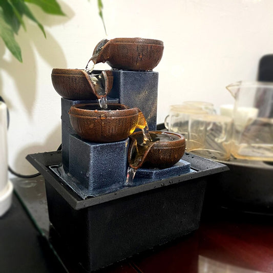1pc Decorative Indoor Fountain Tabletop Water Fountain 5-Step Feng Shui image 0
