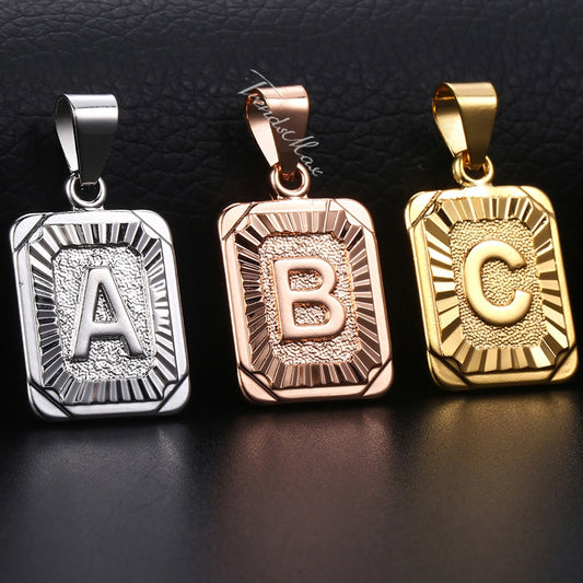 Initial Letter Pendant A-Z 26 Charm For Women Men Gold Color Silver Color image 0