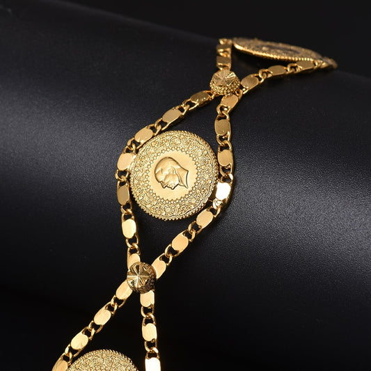 Gold Color Turks Simgesi Osmanli Turasi Muslim Islam Bangle Arab Jewelry image 0