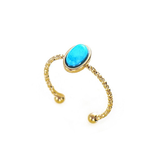 Creative Gold Plated Stainless Steel Rings for Women Simple Geometric Round Nat image 10