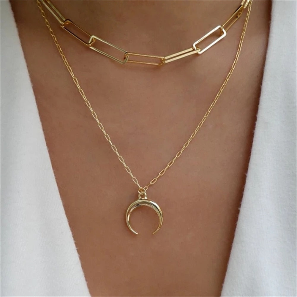 Bls-miracle Fashion Gold Color Heart-Shaped Necklace For Women Trendy Multi-Lay image 7