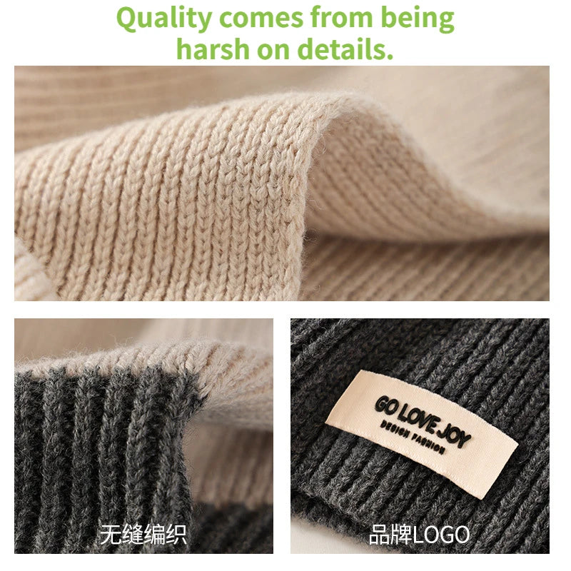 Winter Women Men's Knitted Cotton Hat Scarf Color Matching Two-color Balaclava  image 7