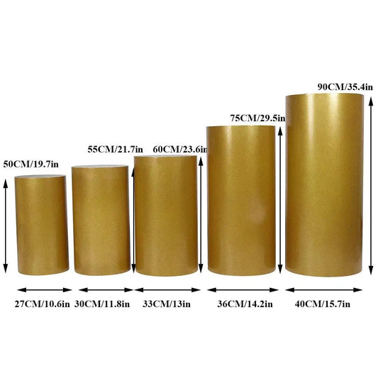 White Gold New Round Cylinder Pedestal Display Art Decor Plinths Pillars for DI image 0