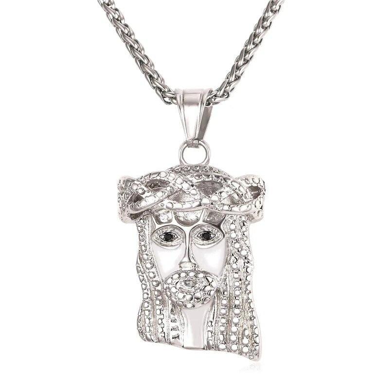 U7 Jesus Piece Christian Necklace Silver/Gold Color Stainless Steel Pendant & C image 1
