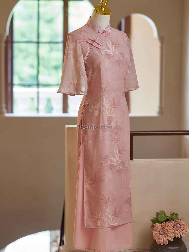 2024 vietnam style fairy dainty gauze aodai dress retro student campus outdoor  image 4