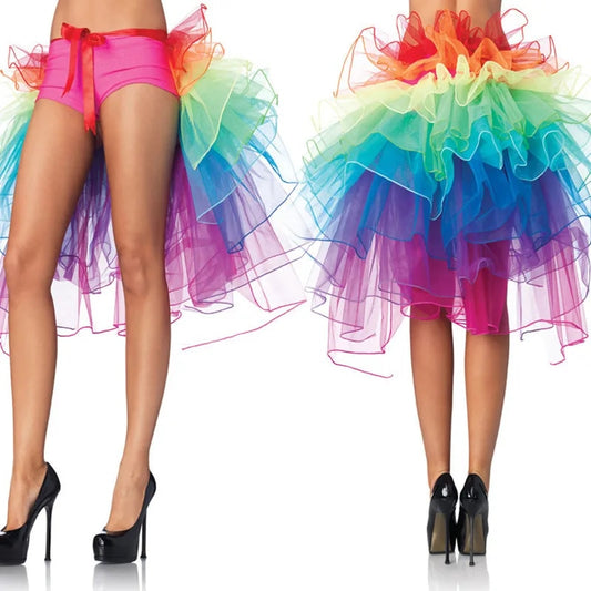 Women's Layered Rainbow Bustle Skirt Dance Tulle Tutu Skirt for Clubwear Carniv image 0