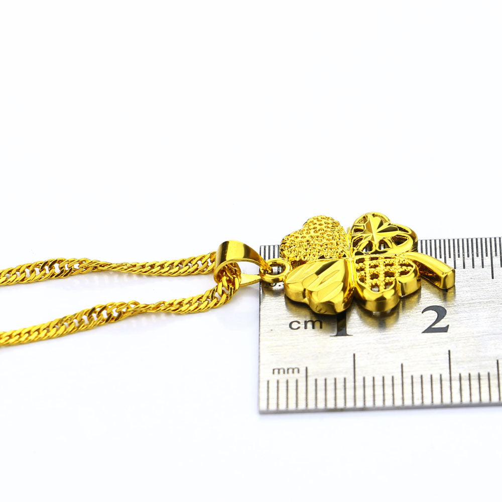 Short 24 k Golde Plated Clavicle Chain 925 Sterling Silver Clover Pendant Neckl image 5