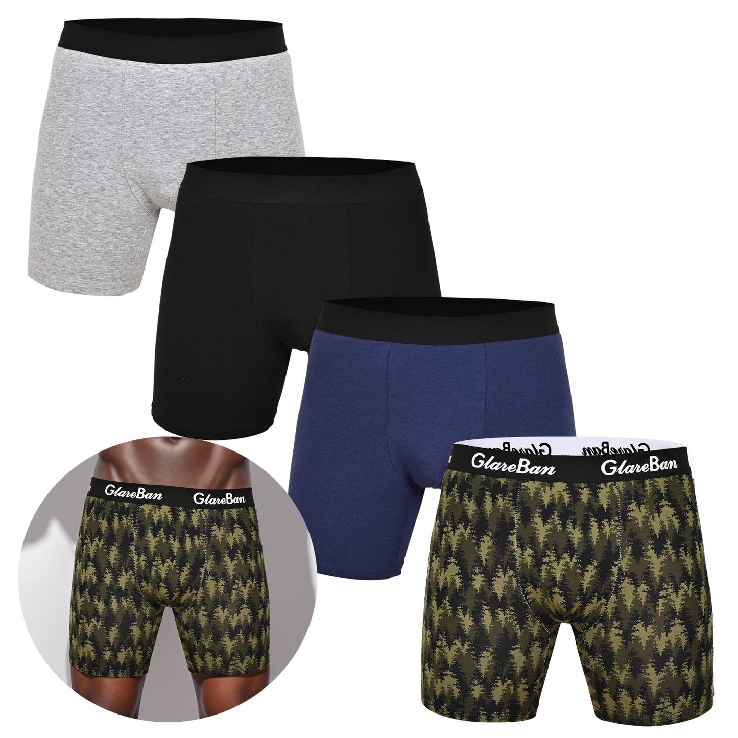 4pcs Pack Mid-Long Boxer Shorts Men Underwear Cotton Male Underpants for Men Se image 1