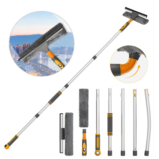 2-in-1 Window Cleaner, 155cm Glass Cleaner with Straight Rod and Elbow, 2 Clean image 0