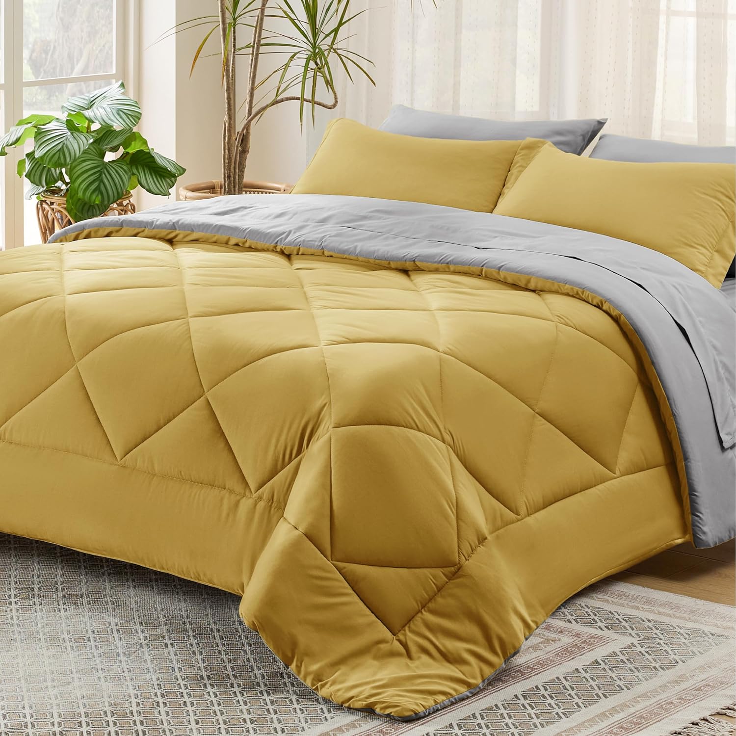 Bedsure Comforter Set - Reversible Queen Bed in a Bag with Comforters, Sheets,  image 6