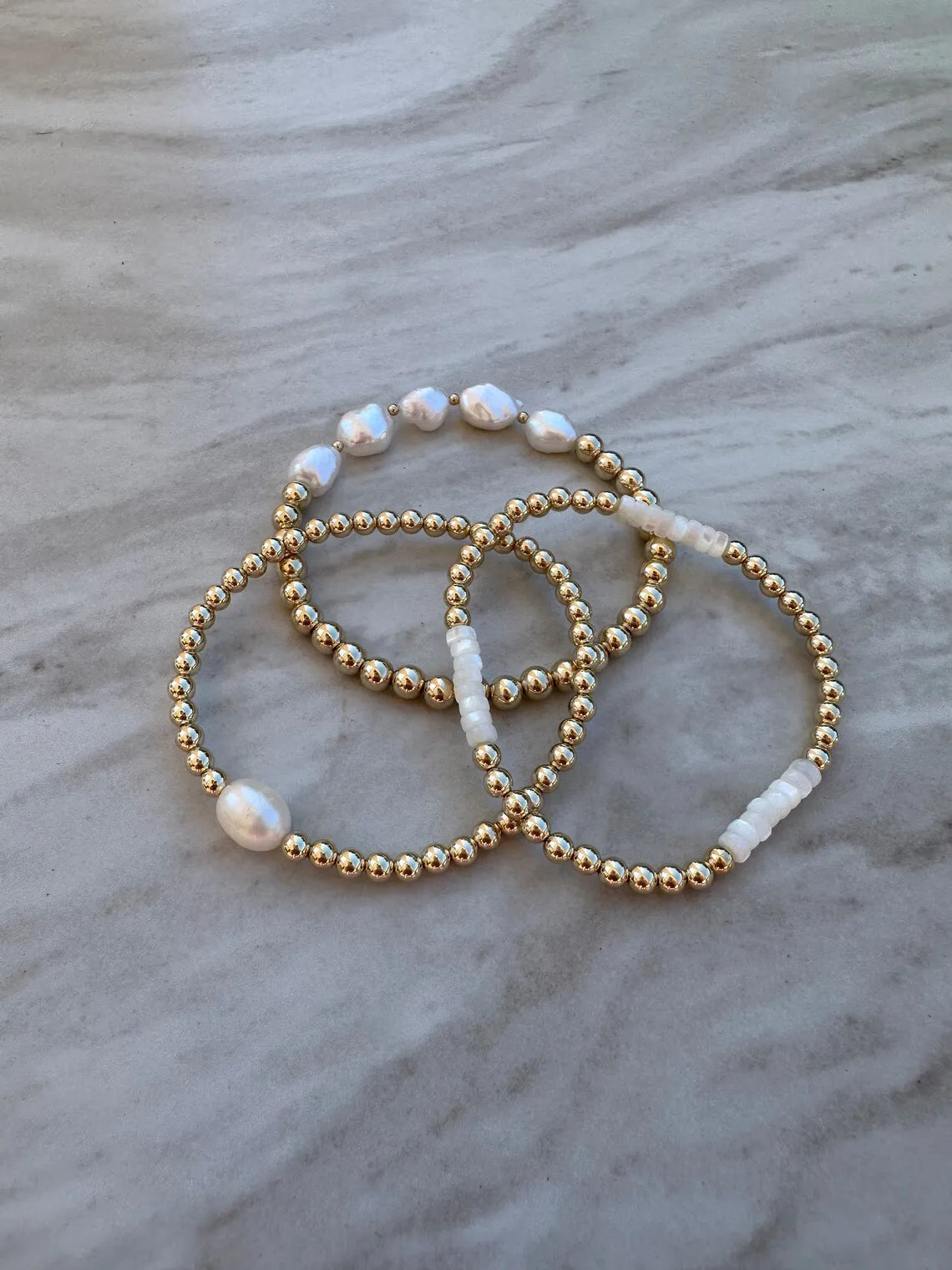 CCGOOD Freshwater Pearl Bracelets Gold Plated 18 K Beaded Shell Bracelet for Wo image 3