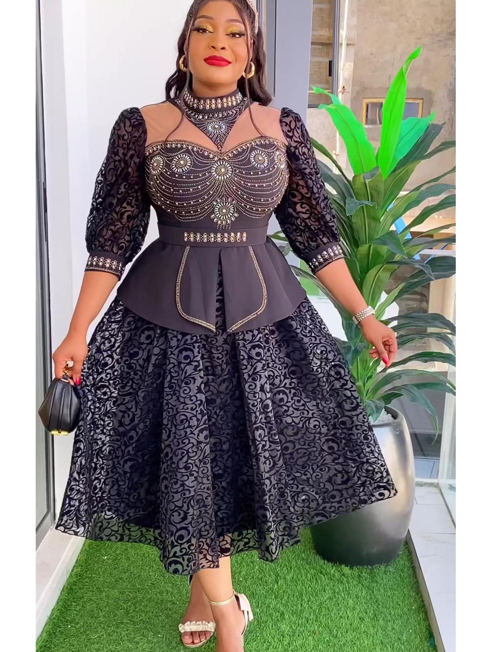 Plus Size African Wedding Party Dresses for Women 2024 New Dashiki Ankara Eveni image 0