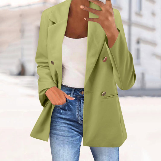 Office Business Women's Suit Jacket Elegant Solid Long Sleeve Lapel One Button  image 0