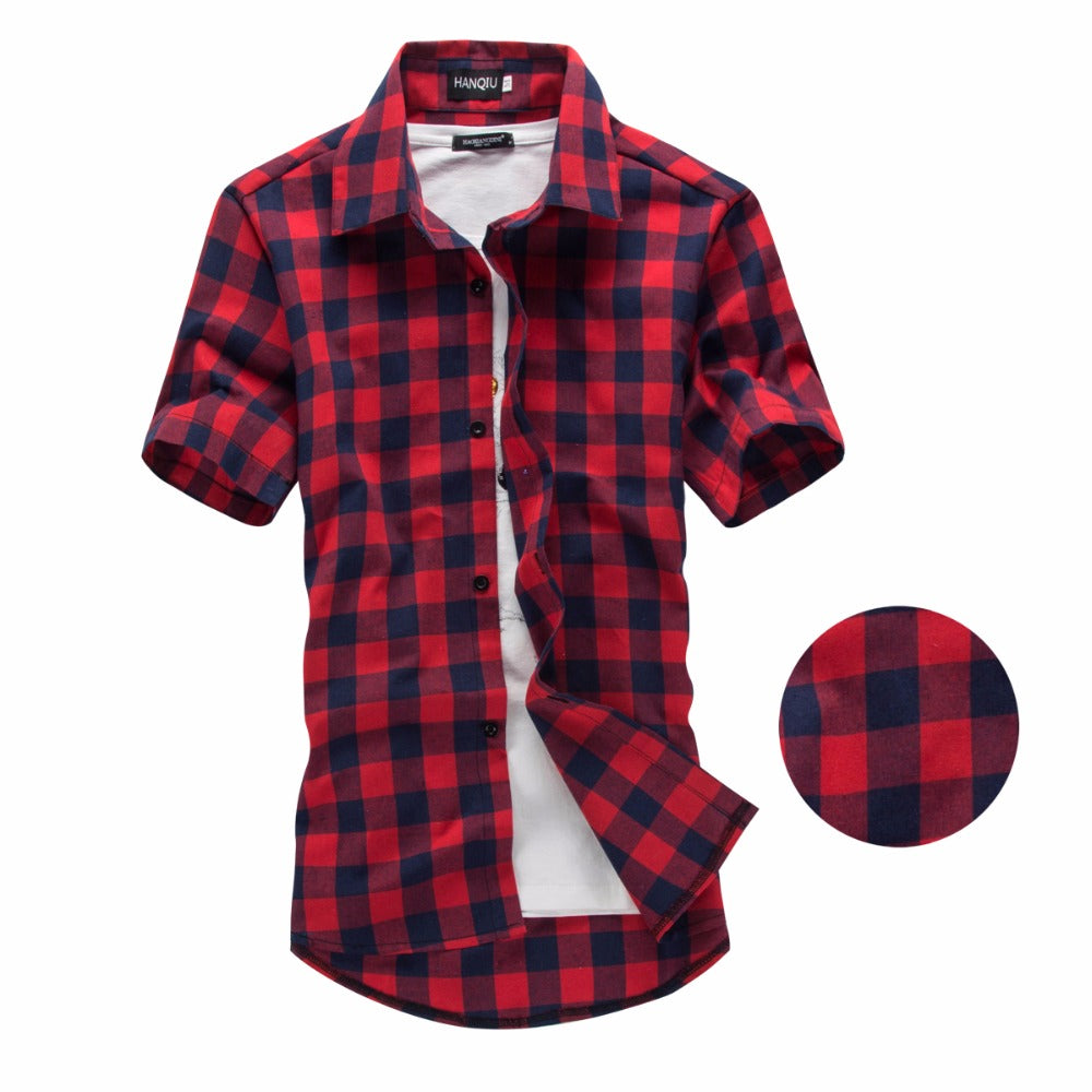Red And Black Plaid Shirt Men Shirts 2024 New Summer Fashion Chemise Homme Mens image 6