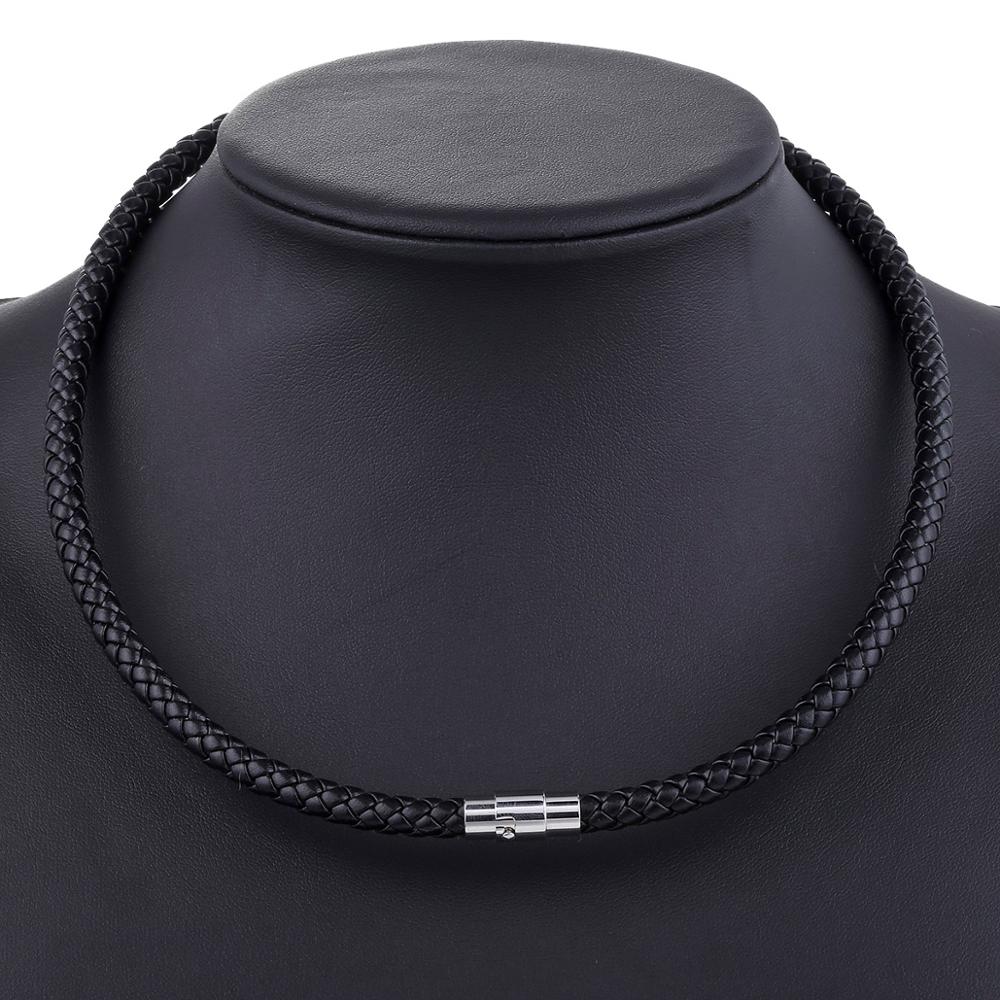 Men's Leather Choker Brown Black Braided Rope Chain Necklace For Men Boys Stain image 2