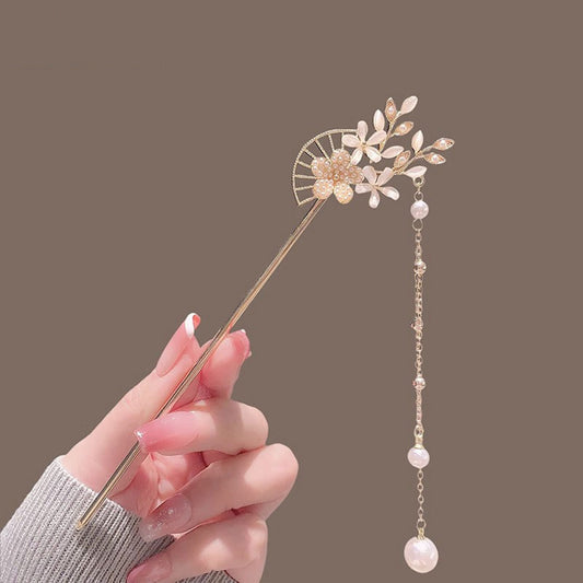 Classic Hair Stick Peach-blossomhair Chopsticks Gold Plated Prong Updo Chignon image 0