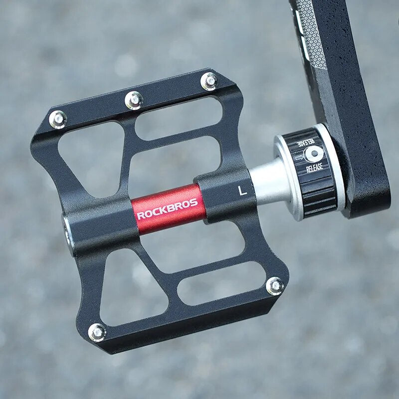 ROCKBROS Bicycle Pedales Mtb Quick Release CNC Rainproof Seal Bearing 8.2cm Wid image 5