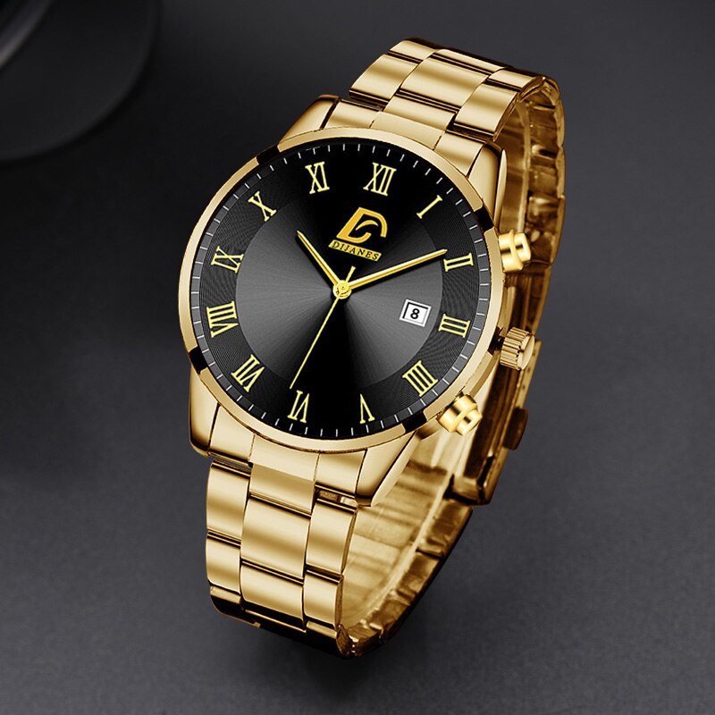 Fashion Mens Gold Stainless Steel Watches Luxury Minimalist Quartz Wrist Watch image 5