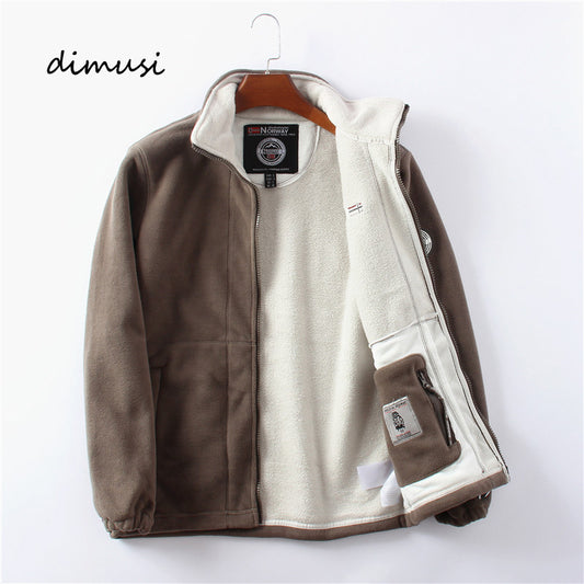 DIMUSI Winter Men's Polartec Jackets Casual Male Outwear Thick Velvet Windbreak image 0