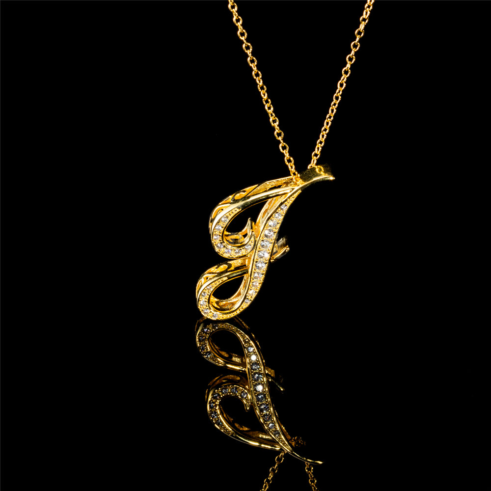 ANDYWEN 925 Sterling Silver Gold Long Chain Alphabet 26 Leter A W Pendant K H I image 14