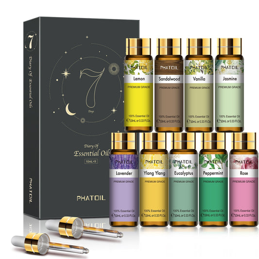 9pcs 10ml Diffuser Aroma Oil Pure Natural Essential Oils Gift Set Kit Rose Lave image 0