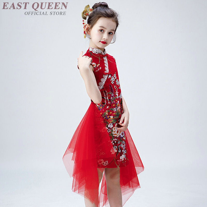 Girls Cheongsam Dress Midi Long Modern Chinese Oriental Dresses Stage Costumes  image 3