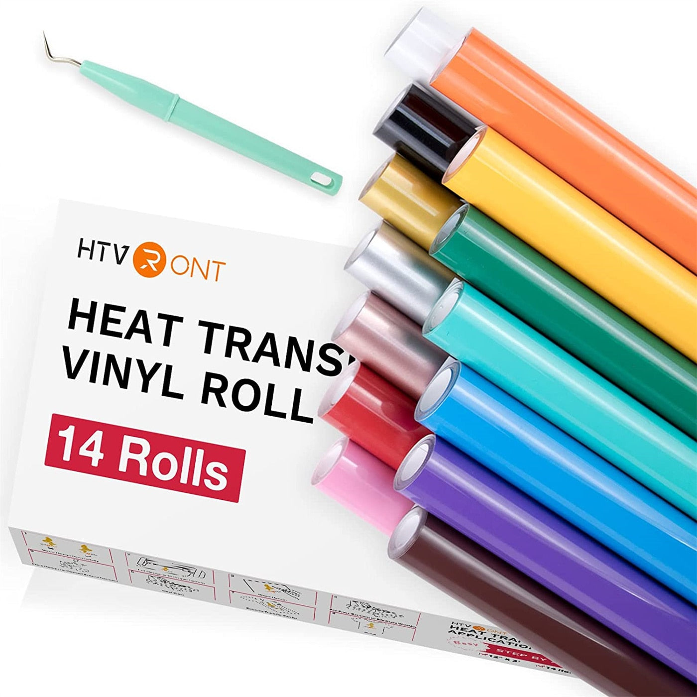 HTVRONT 8/14pcs 12X3ft Multi-Color PU Heat Transfer Vinyl Roll for Cricut T-shi image 0