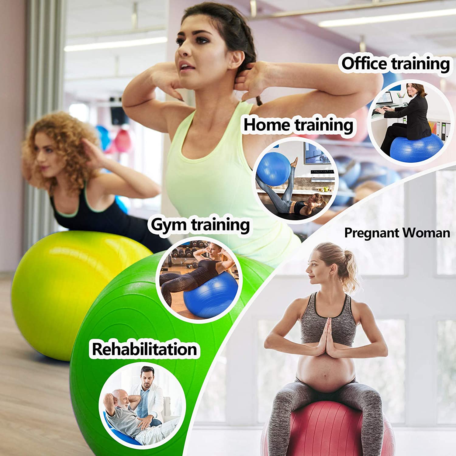 Yoga Ball for Fitness Gym Fitball Balance, Pilates Exercise Workout image 3