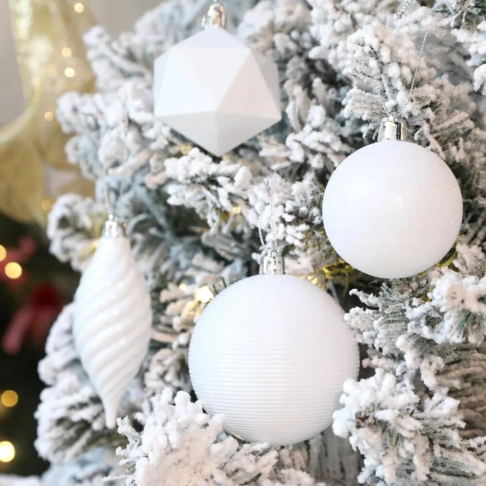 White Christmas 2024 100pcs Christmas Balls Ornaments Set Festoon New Year's Ev image 9