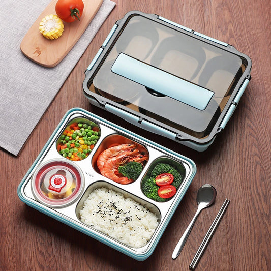 Stainless Steel Thermal Lunch Box Layers Multi Grids Tableware Students School image 0