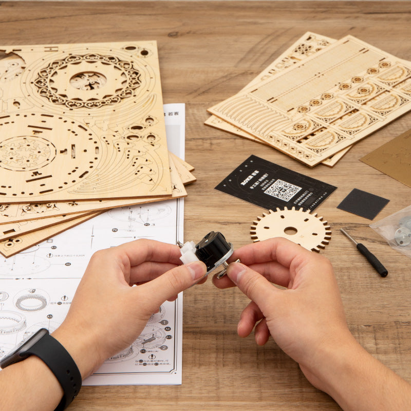 Robotime Rokr Music Box Starry Night 3D Wooden Puzzle Game Assembly Model Build image 10