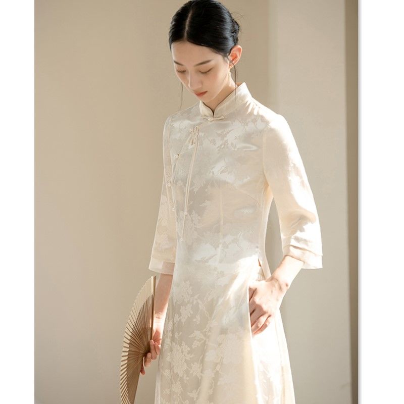 Traditional Vietnam Woman Retro Ao Dai Elegant Chinese Style Cheongsam Vintage  image 6