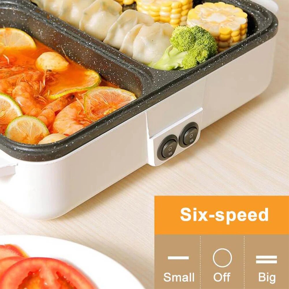 110V/220V 1200W 2 IN 1 Electric Hot Pot Cooker BBQ Grill Multicooker Electric B image 3