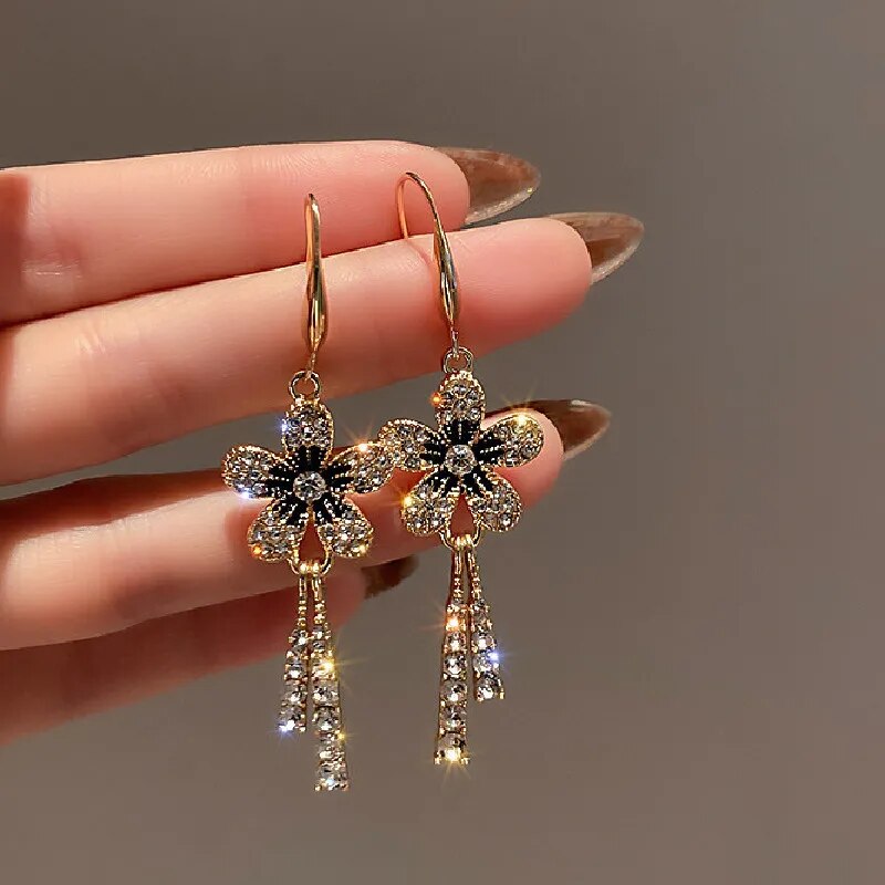 Zircon Wheat Tassel Pendant Gold Color U-shaped Earrings for Women 2023 New Fas image 50