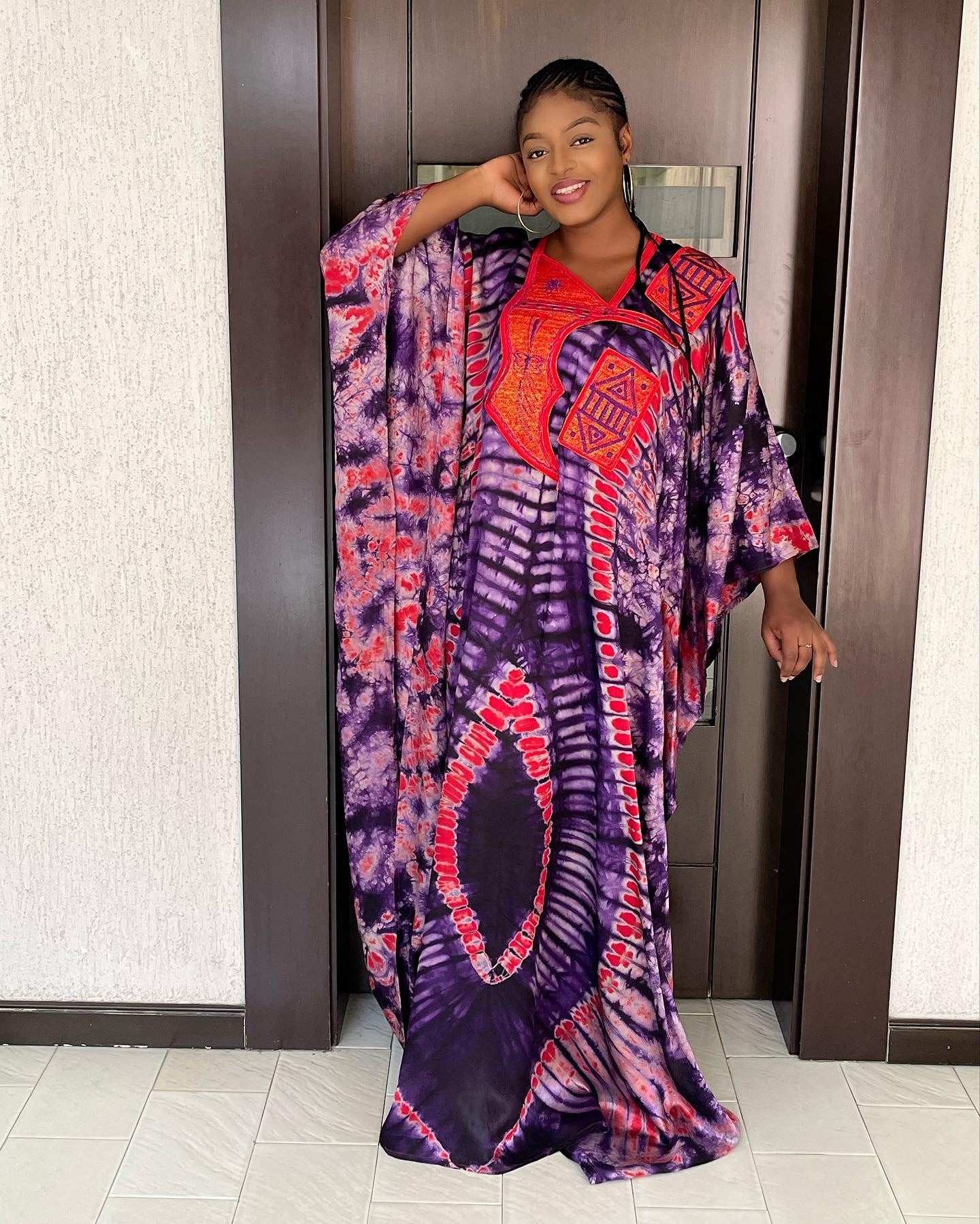 African Dresses For Women Tie Dyed Dashiki Embroidery Design Couple Fashion Ele image 0
