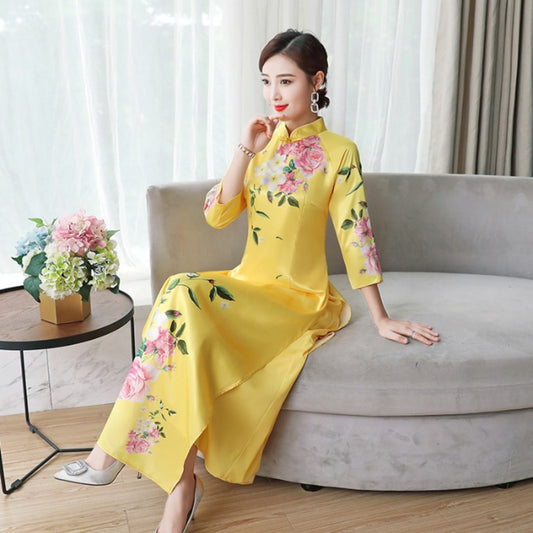 Oriental Elegant Slim Qipao Women Modern National Style China Costume Chinese T image 0