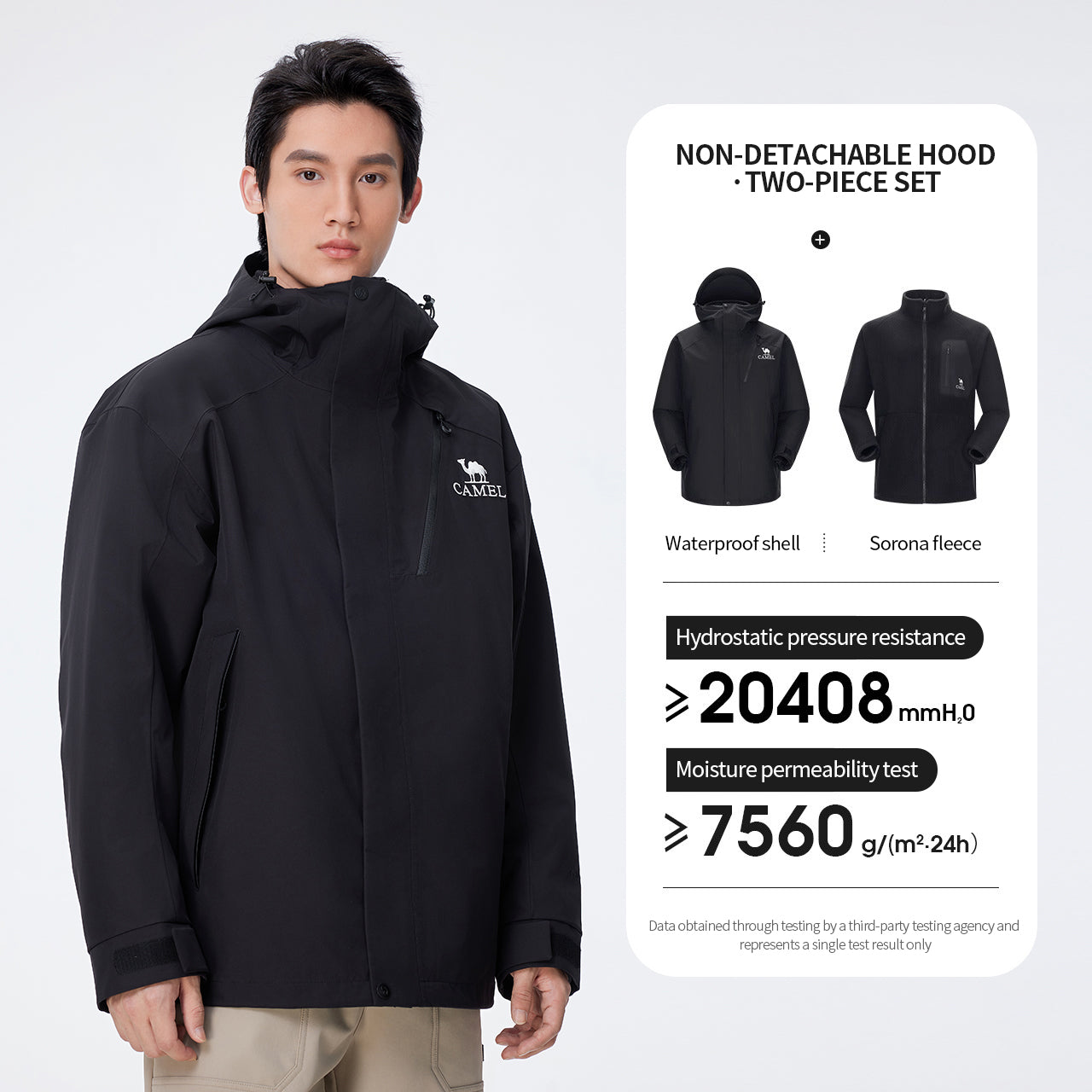GOLDEN CAMEL Outdoor Hiking Jackets for Men Three-in-One Waterproof Fleece Jack image 5
