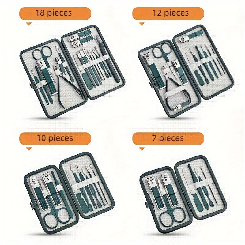 Professional 7-18 Piece Nail Care Kit Stainless Steel Manicure & Pedicure Set w image 8