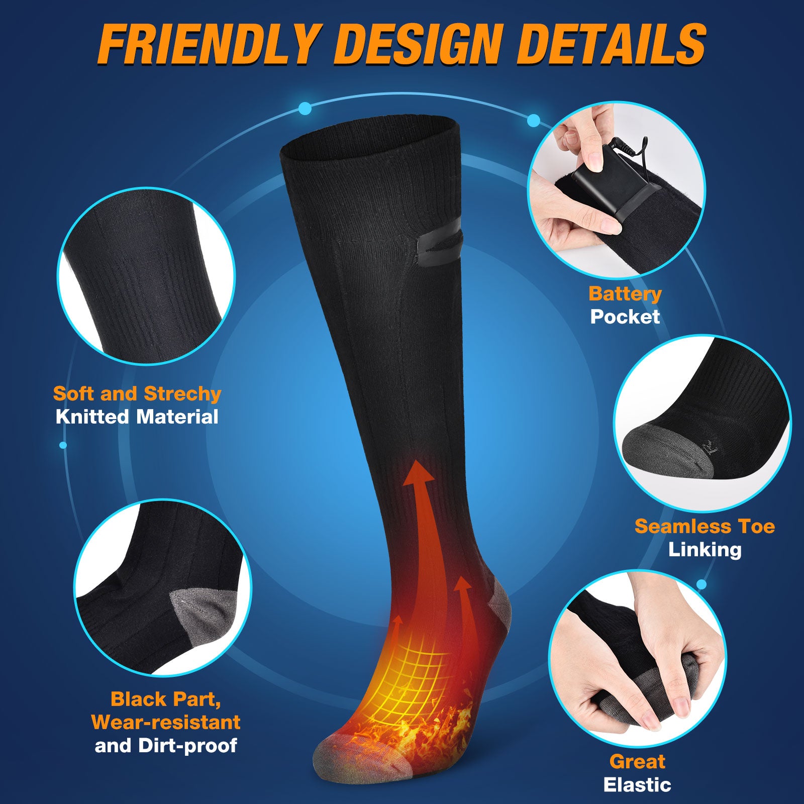 Electric Heated Socks with Power Bank Adjustable 3 Temperature Settings Heating image 3