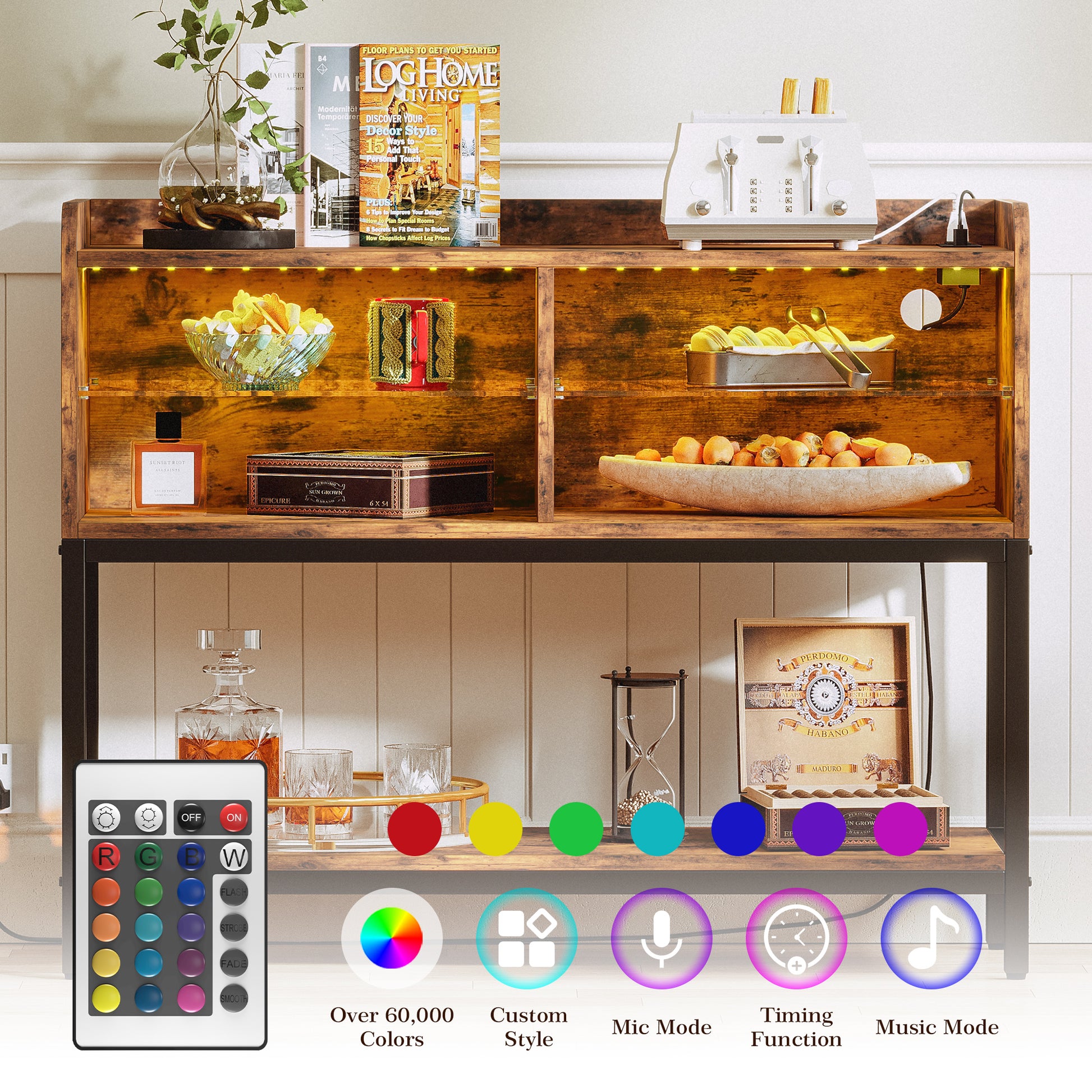 Entryway Table with Power Strip, Farmhouse Console Table Sofa Table with Storag image 5