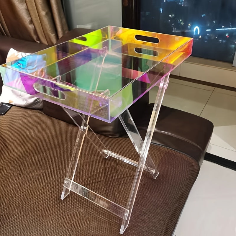 1pc Acrylic End Table, Nordic Simple Transparent Foldable Coffee Table, Multifu image 2