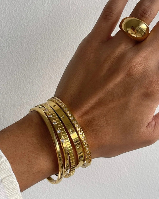 Fashion Punk Gold Color Bangles for Women Men Trendy Stainless Steel Metal Brac image 0