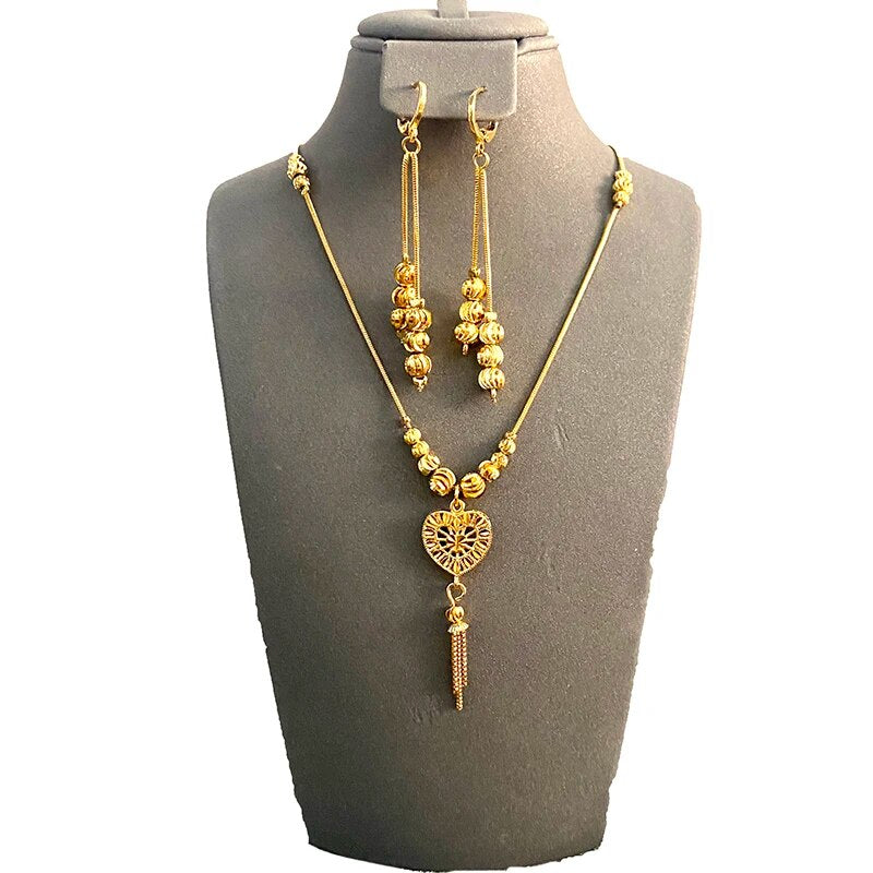 Fashion Charms Ball Sets Gold Color,Small Beads Dubai Necklace Earrings for Wom image 10