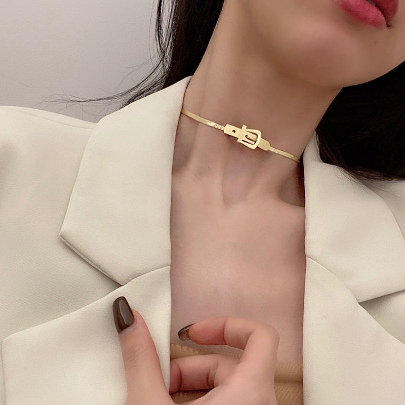 Titanium With 18 K Gold Snake Chain Knot Necklaces Women Jewelry Punk Designer image 7